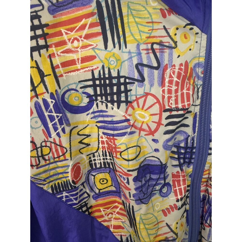 Vintage 80s 90s Colorblock Abstract Graphic Windbreaker Multicolor Size M/L - Picture 4 of 8